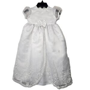 Infant Baby Girl Formal Dress, Embroidery & Beads Baptism Christening Gown, 6-9m